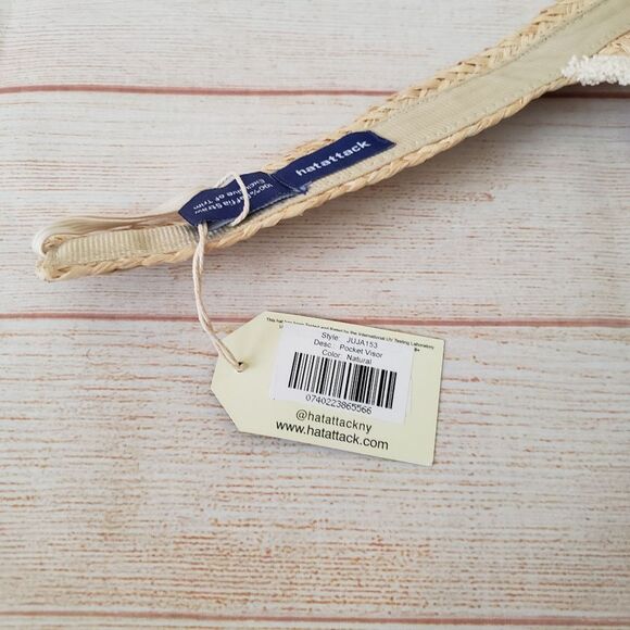 Hat Attack Pocket Visor Woven Rafia Adjustable Women's One Size Natural Summer - Picture 10 of 15